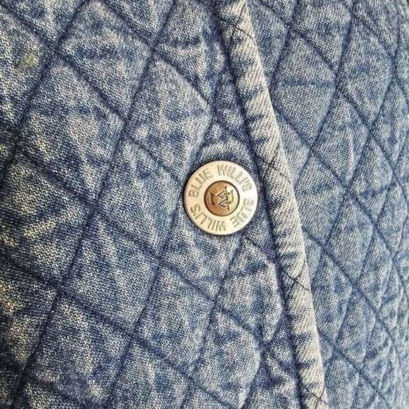 Blue Willi’s Vintage Quilted Denim Snap Button Jacket Medium Denmark Made - Picture 5 of 7
